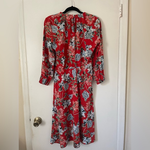 H&M Size 6 Red Flora Crepe Dress - Picture 7 of 11